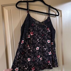 Pink and Black Floral Camisole Tank Top
